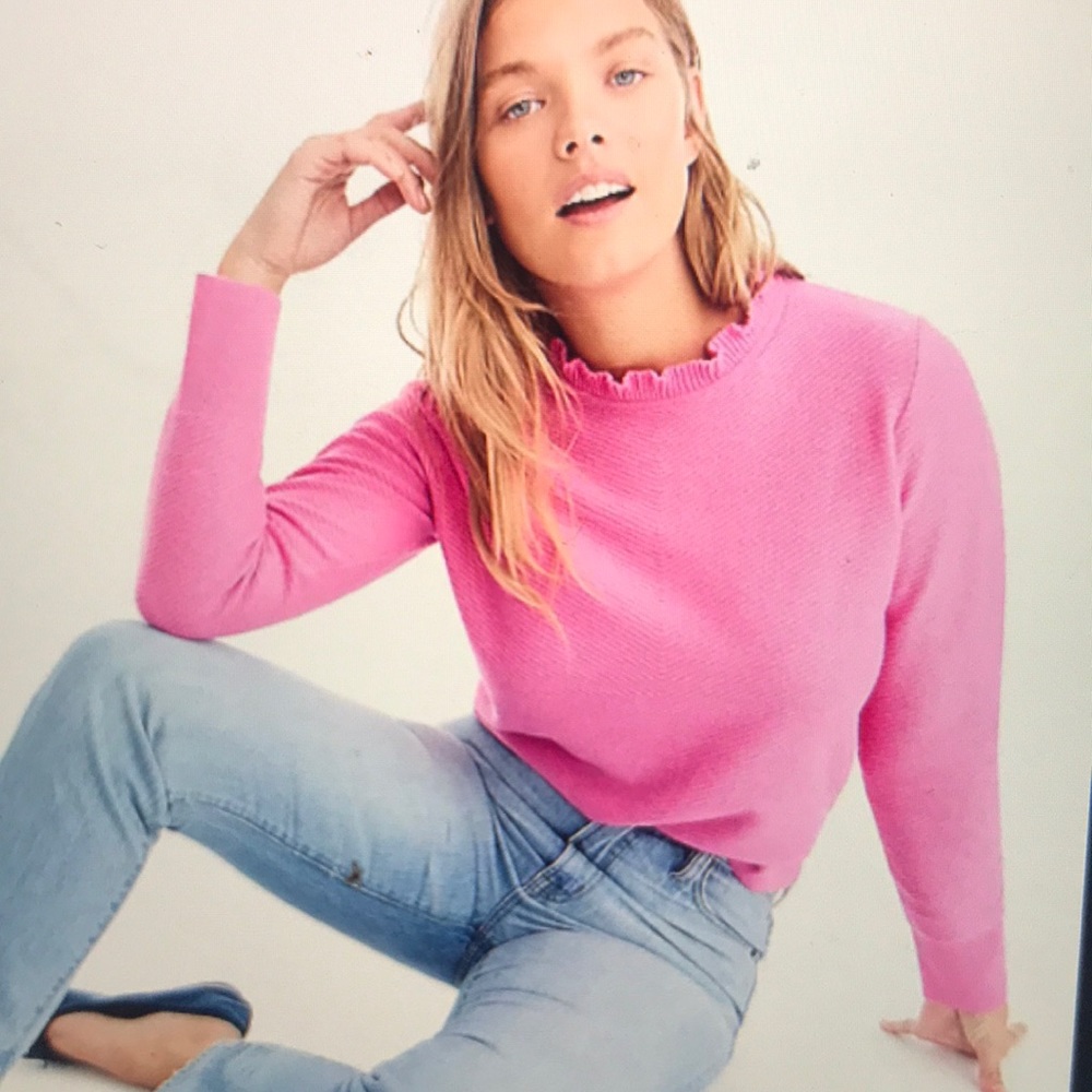 ruffle-neck pullover sweater